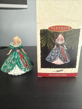 Barbie Holiday Ornament in Green, White and Red
